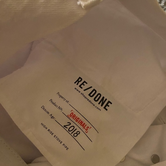 RE/DONE Women's High Rise Stove Pipe Straight Jeans White Size 26 Button Fly - Picture 3 of 6